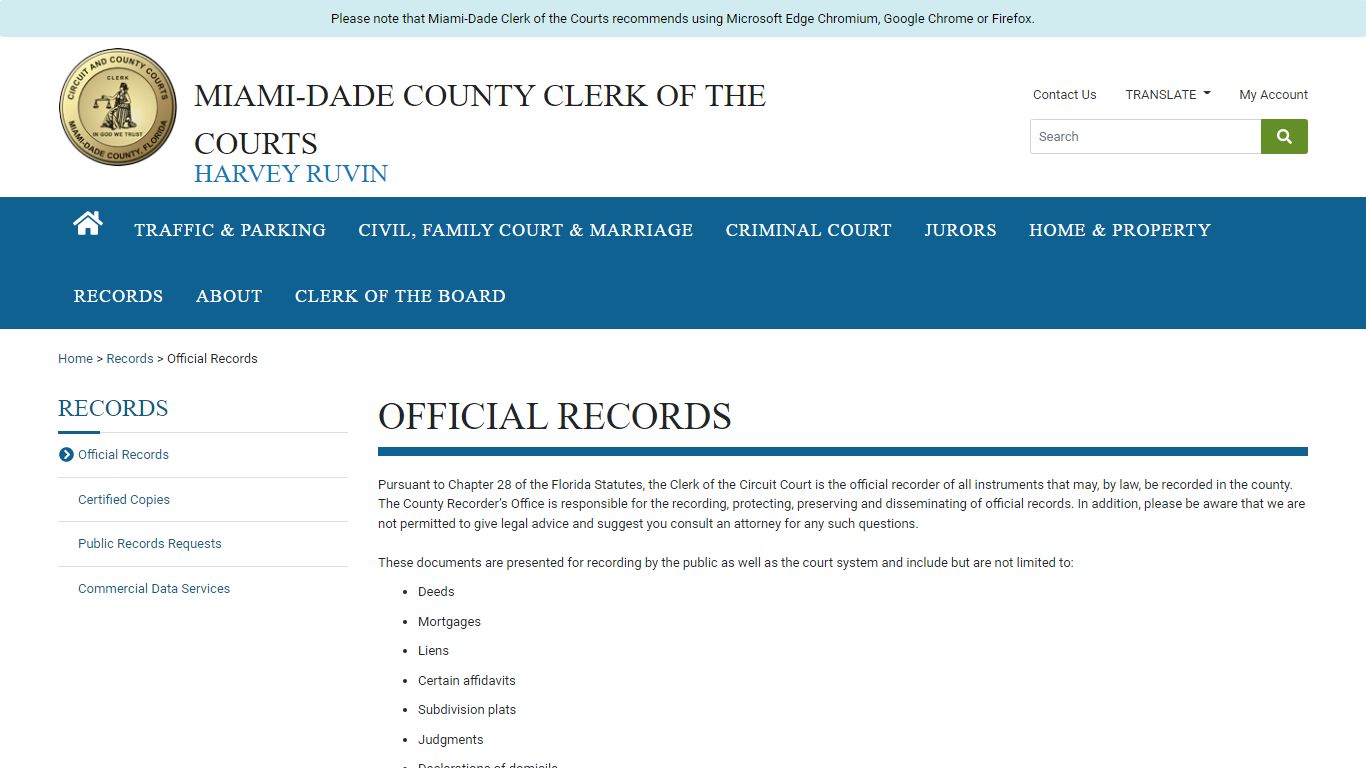 Official Records - Miami-Dade Clerk